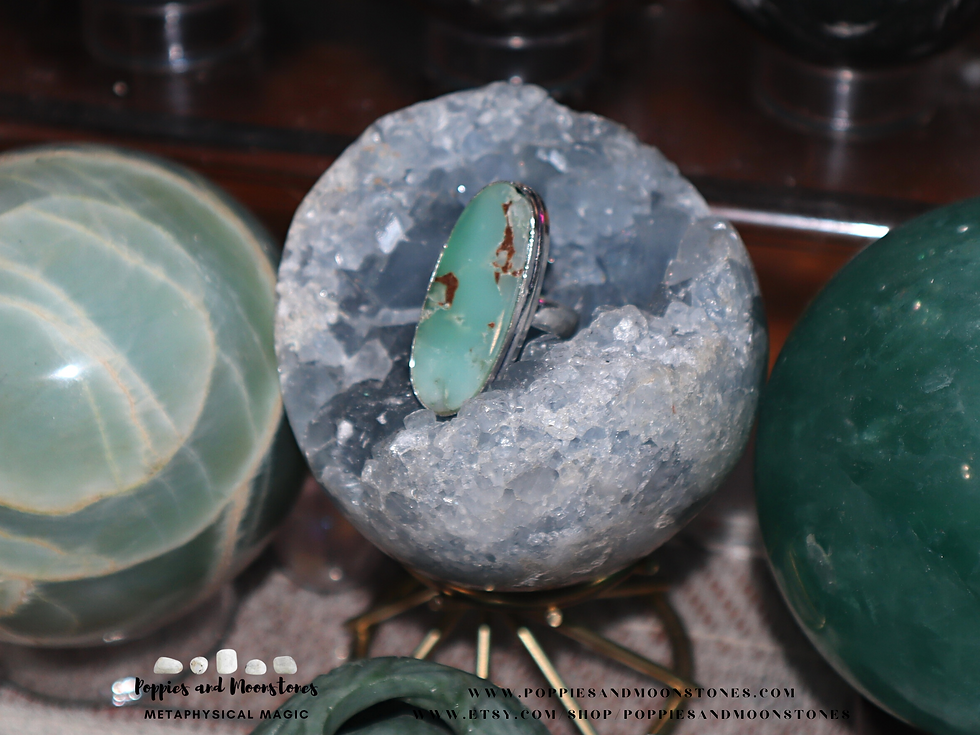 Thumbnail: Chrysoprase Sterling Silver Ring Size 6- Reiki Infused