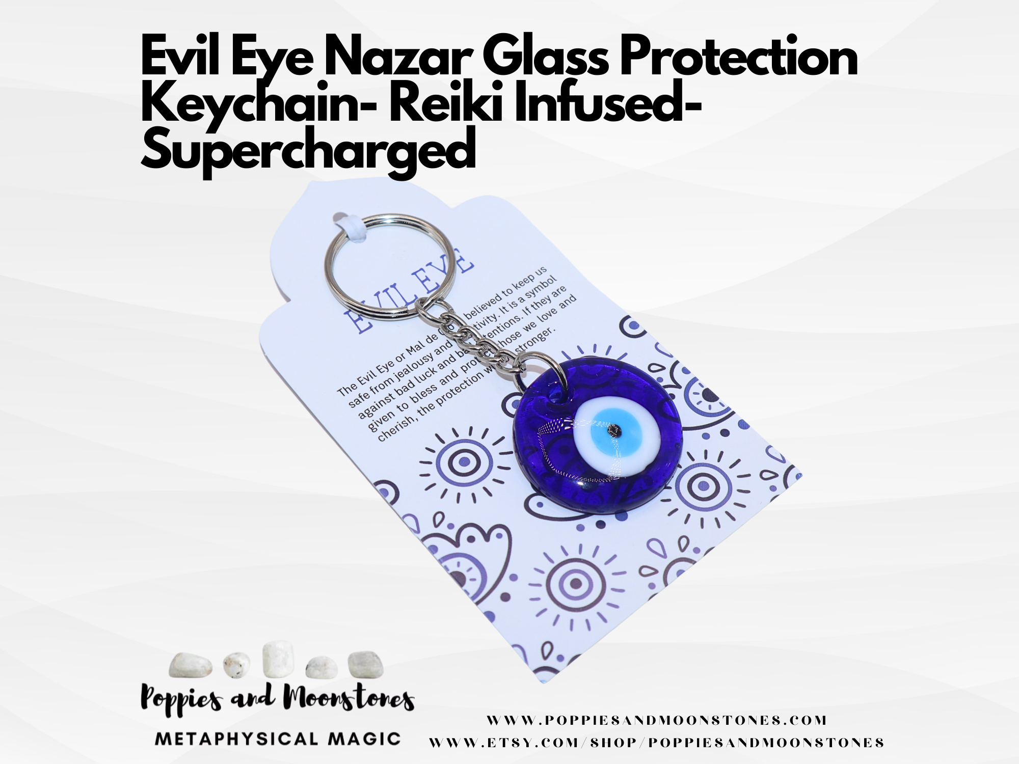 Evil Eye Nazar Glass Protection Keychain- Reiki Infused- Supercharged