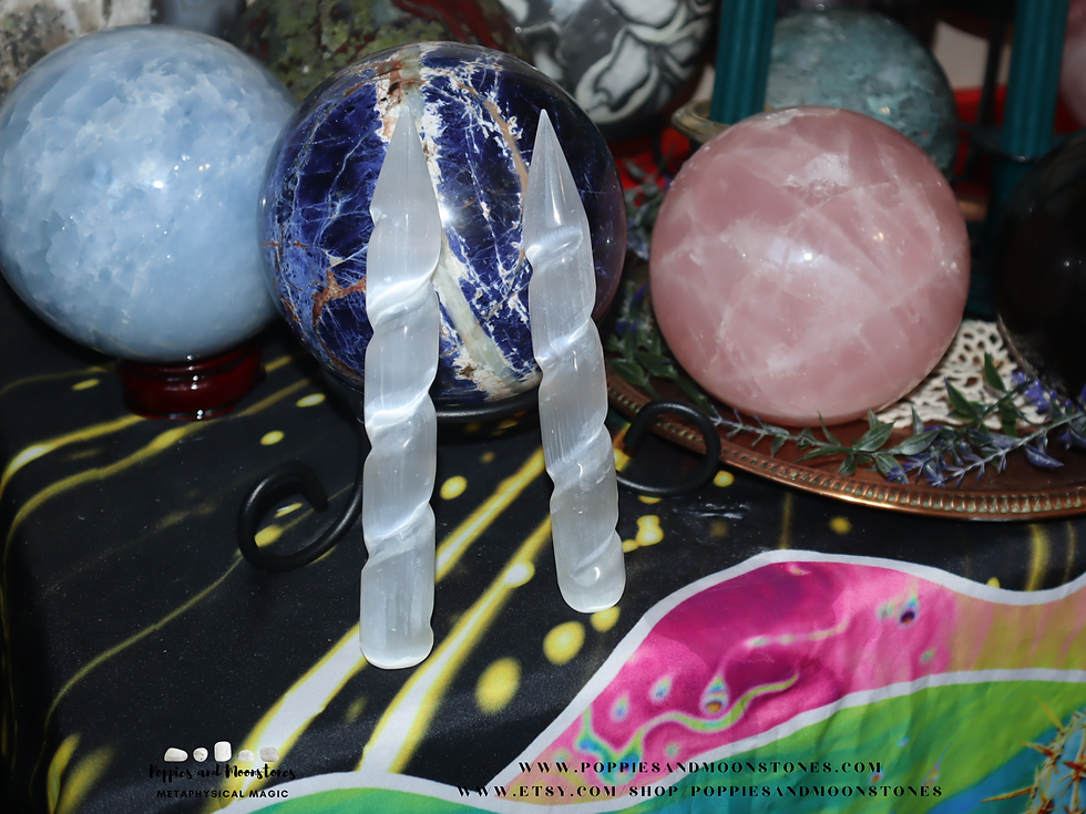 Thumbnail: Supercharged Large Spiral Carved Selenite Crystal Energy Clearing Wand Reiki