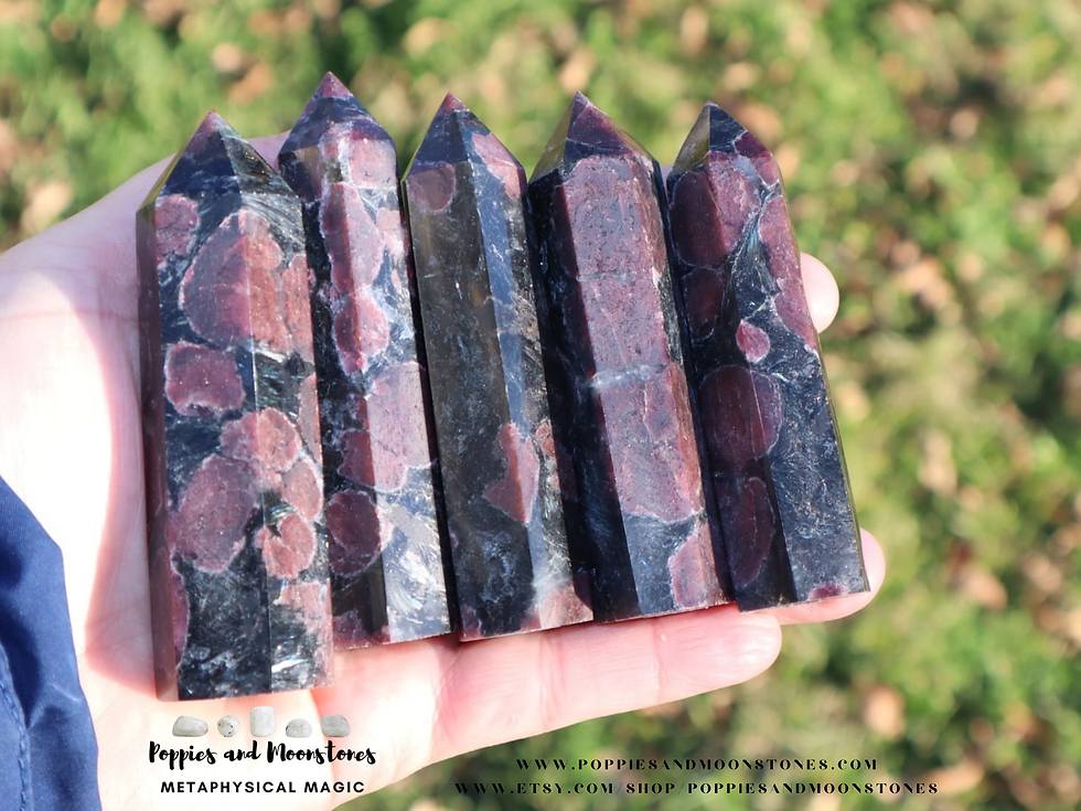 Thumbnail: Supercharged Garnet in Arfvedsonite Tower for Manifesting and Grounding Energy