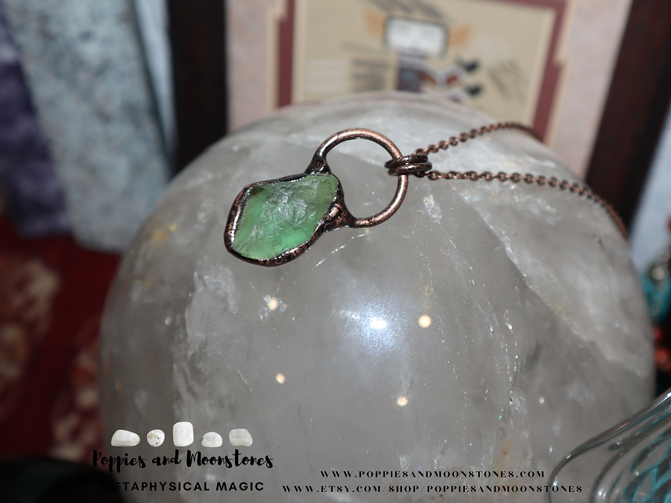 Thumbnail: Raw Green Fluorite Crystal and Copper Pendant Necklace- Reiki Infused- Superchar
