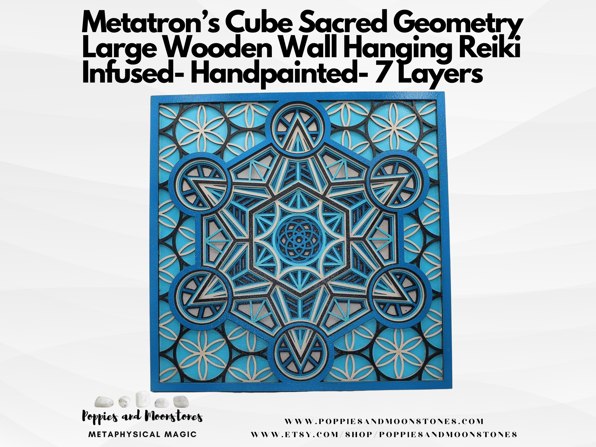 Metatron’s Cube Sacred Geometry Large Wooden Wall Hanging Reiki Infused