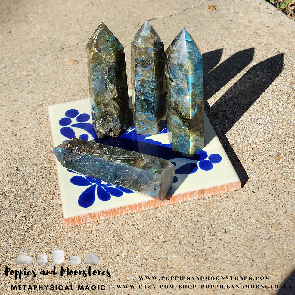 Thumbnail: Supercharged Flashy Labradorite Crystal Large Tower Obelisk Energy Generator