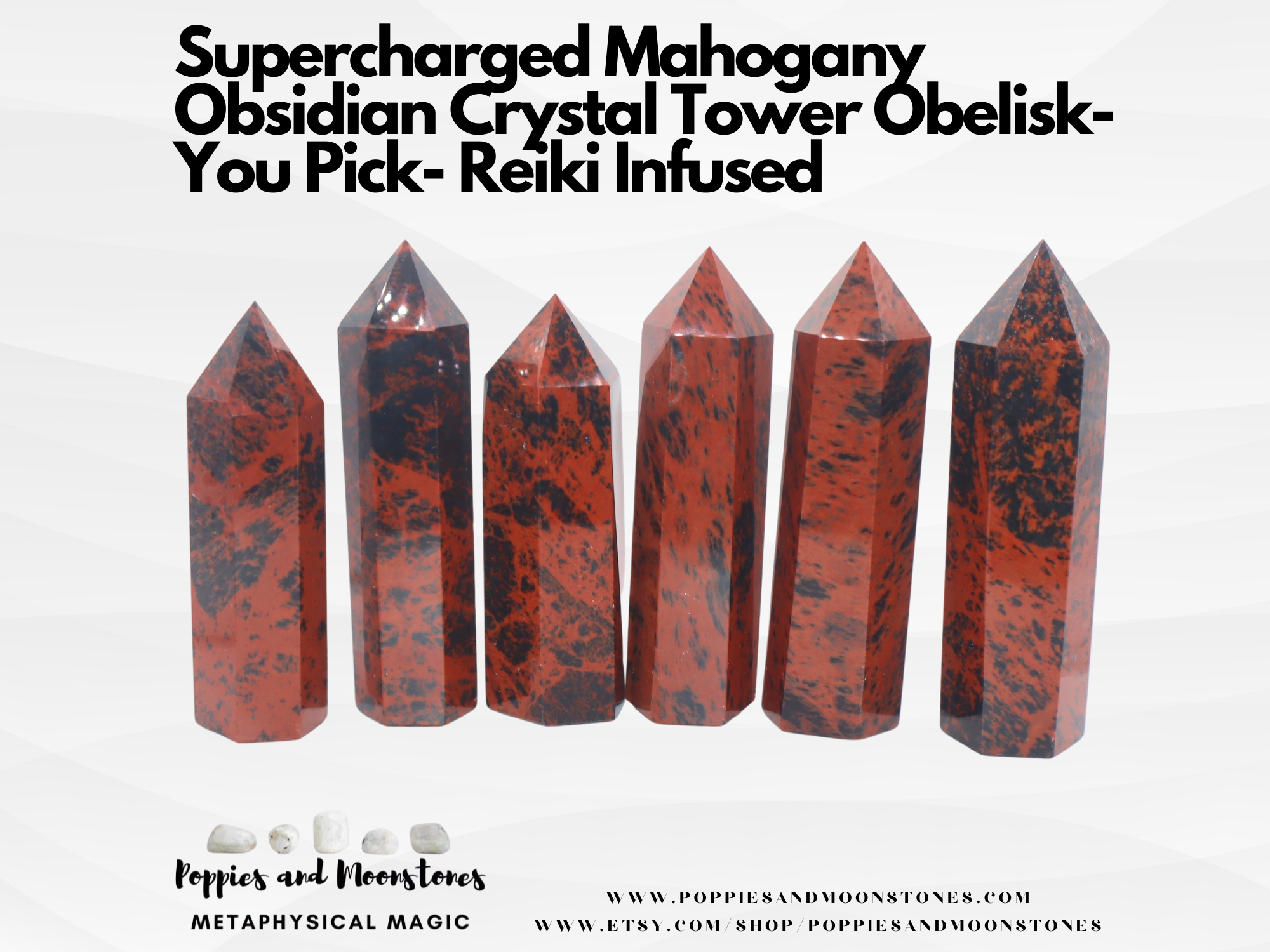 Mahogany Obsidian Crystal Tower Obelisk- You Pick- Reiki Infused