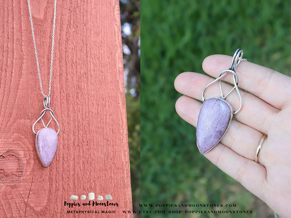 Thumbnail: Sugilite Crystal Abstract Sterling Silver Pendant Necklace- Reiki Infused Shaman