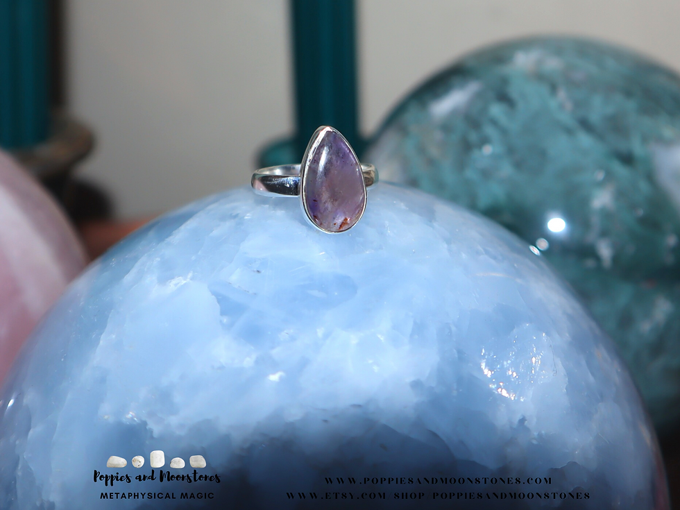 Thumbnail: Supercharged Super 7 Melody Stone Crystal Sterling Silver Ring Size 7 Raindrop