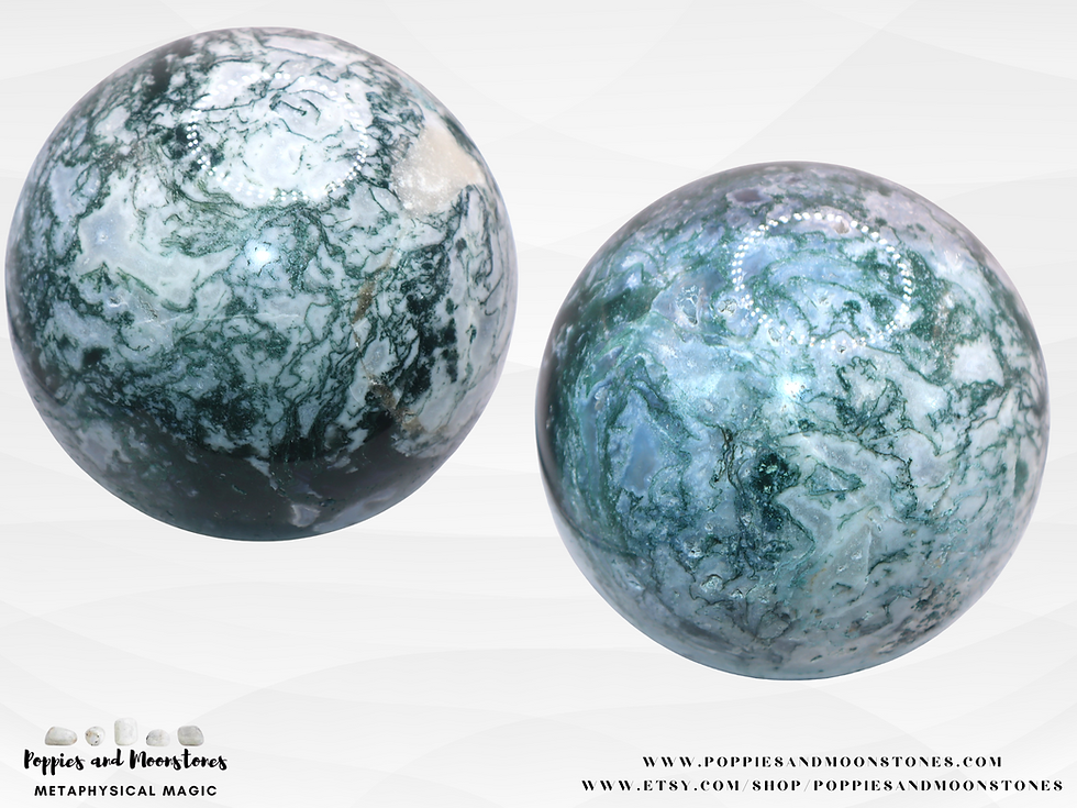 Thumbnail: Supercharged Huge Gemmy Moss Agate Sphere and Stand for Grounding and Nurturing 