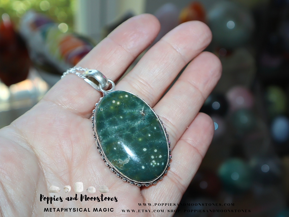 Thumbnail: Supercharged Moss Agate Sterling Silver Pendant Necklace- Reiki Infused