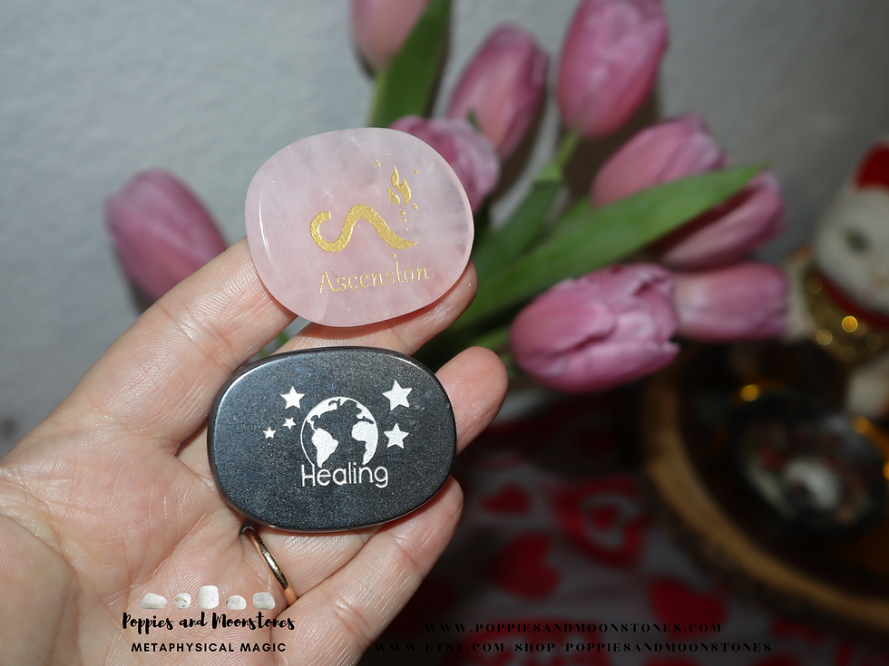 Thumbnail: Healing Hematite or Ascension Rose Quartz Crystal Pocket Stone Talisman Reiki