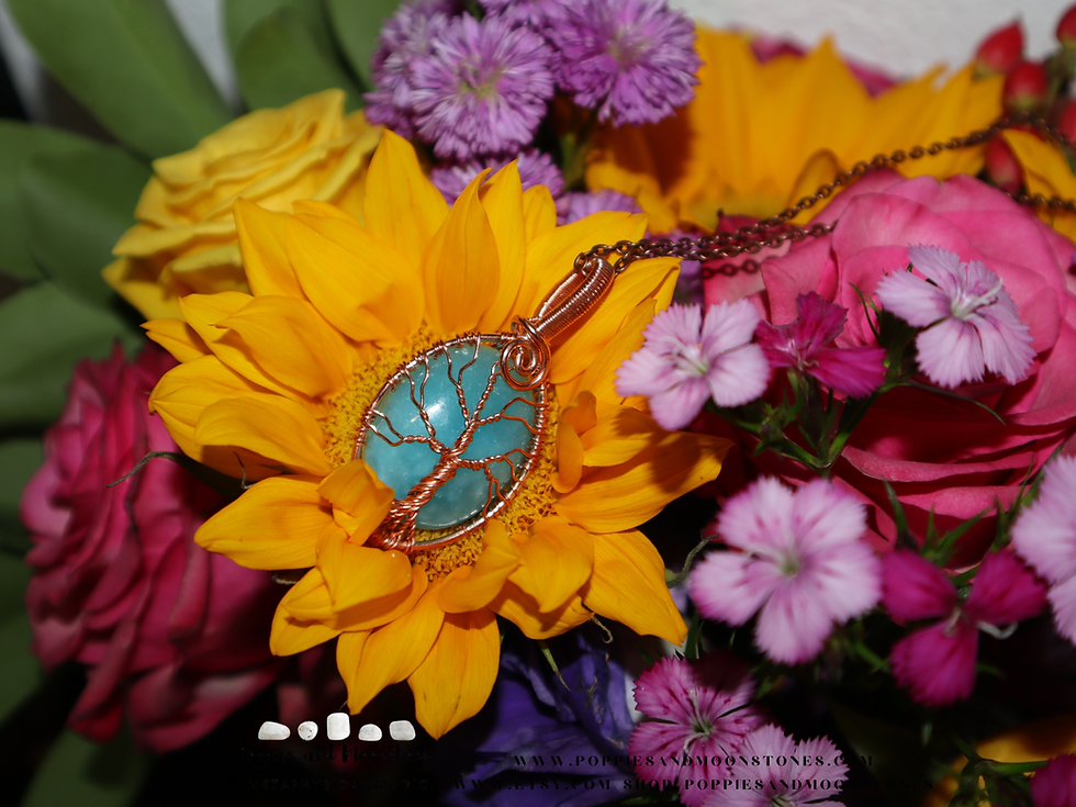 Thumbnail: Blue Hemimorphite Crystal Copper Wire Tree of Life Pendant- Reiki Infused- Super
