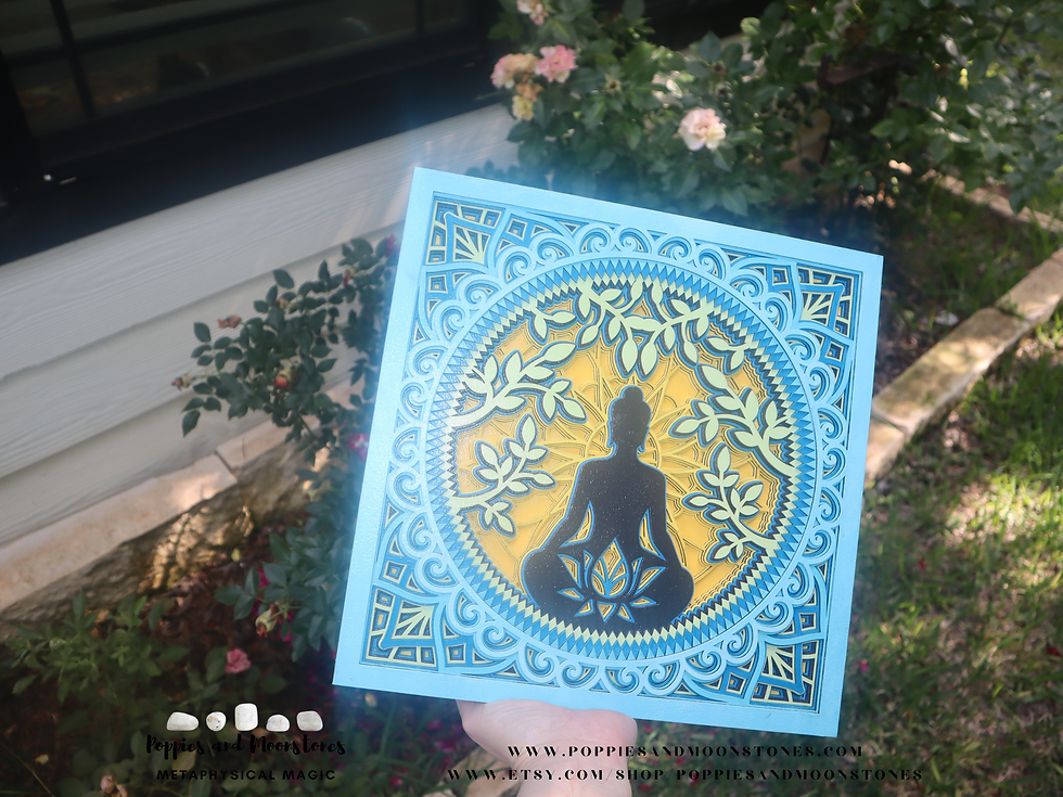 Thumbnail: Buddha under Bodhi Tree Sacred Geometry Large Wooden Wall Hanging Reiki Infused