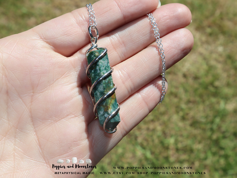 Thumbnail: Bloodstone Crystal Pendant Sterling Silver Necklace- Reiki Infused- Supercharged