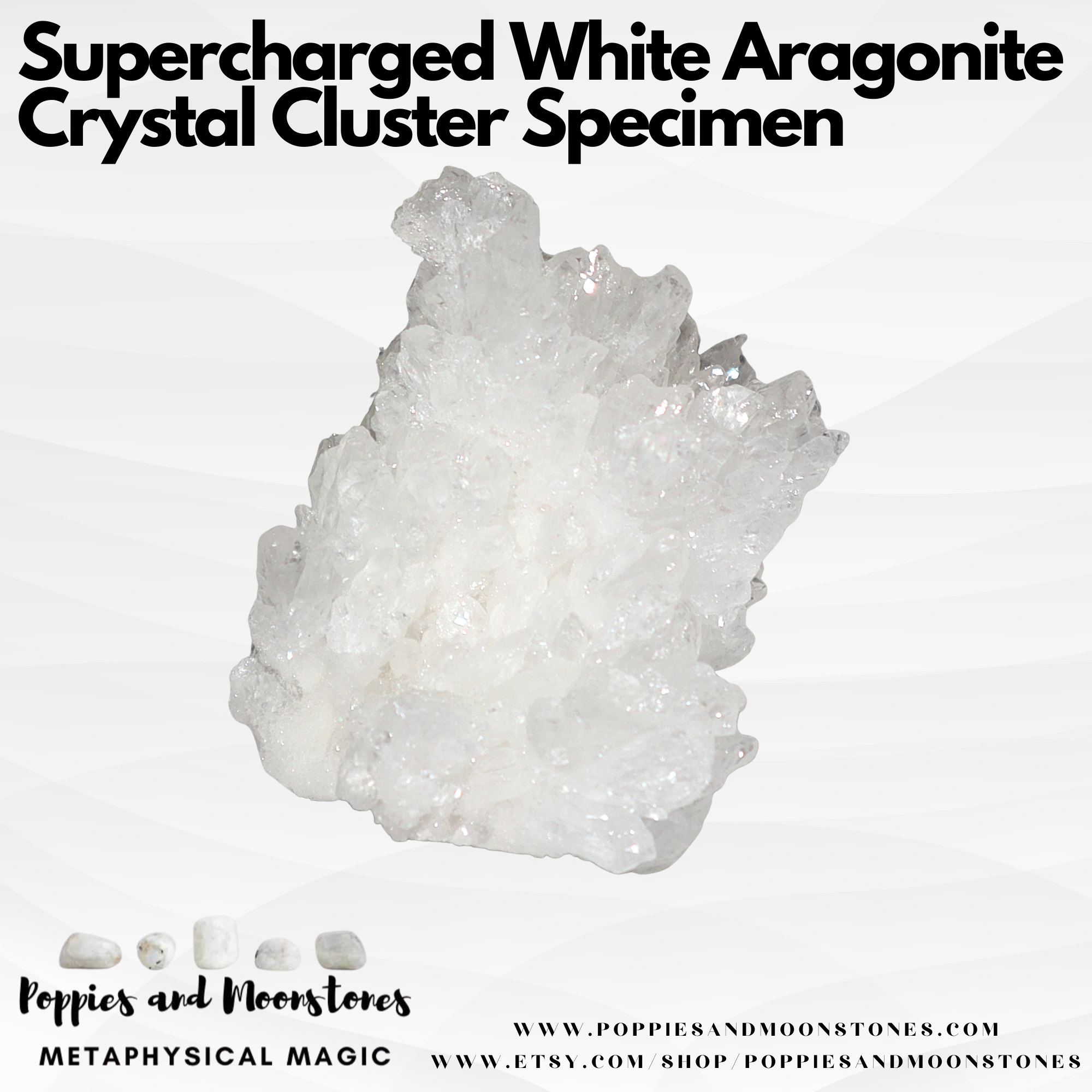 Supercharged White Aragonite Crystal Cluster Specimen