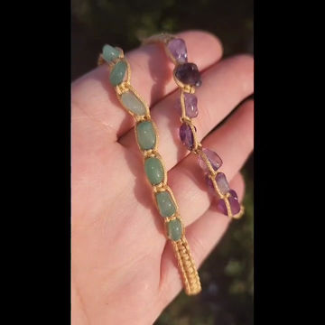 Thumbnail: Amethyst or Green Aventurine Crystal Adjustable Bracelet- Reiki Infused