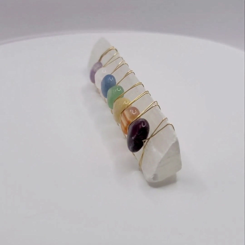 Thumbnail: Supercharged Selenite Wand with Hand Wired Chakra Heart Crystals