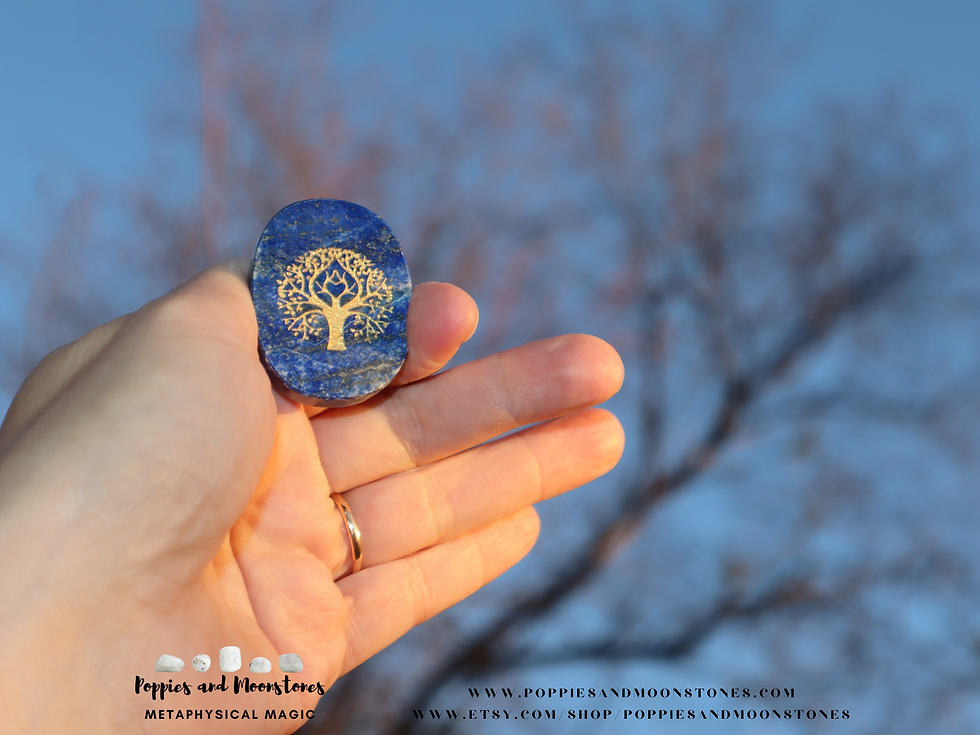 Thumbnail: Tree of Life Lapis Lazuli Crystal Pocket Stone Talisman Reiki Infuse Supercharge