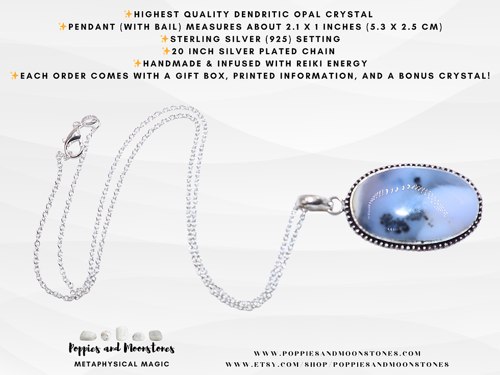 Thumbnail: Dendritic Opal Large Gemmy Crystal Sterling Silver Pendant Necklace Reiki Infuse