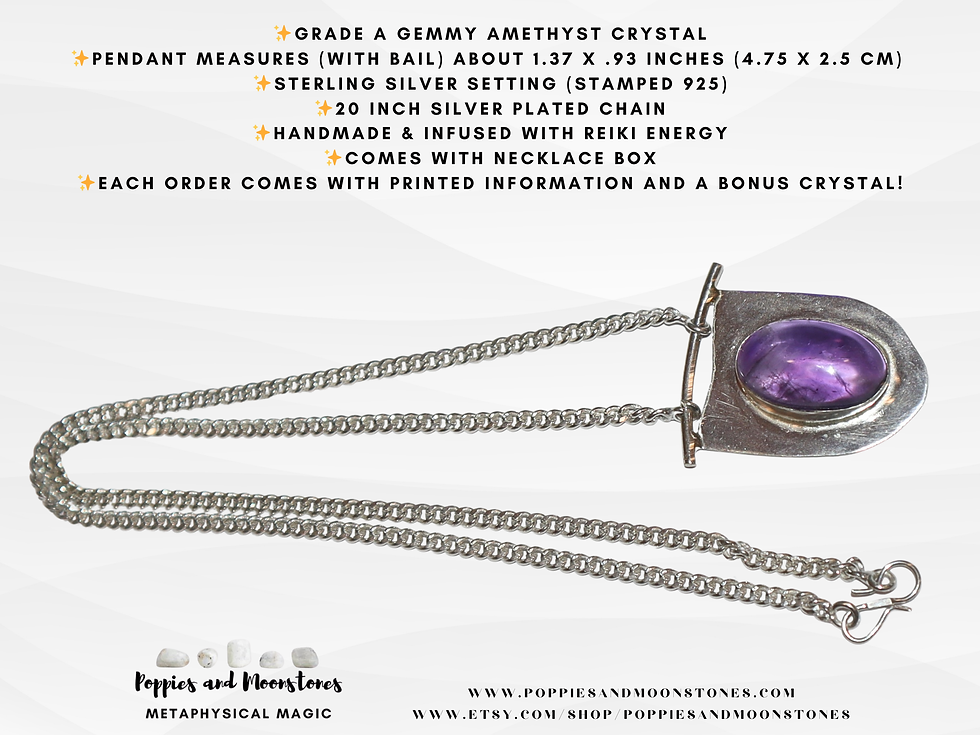Thumbnail: Amethyst Crystal Sterling Silver Modern Pendant Necklace- Reiki Infused