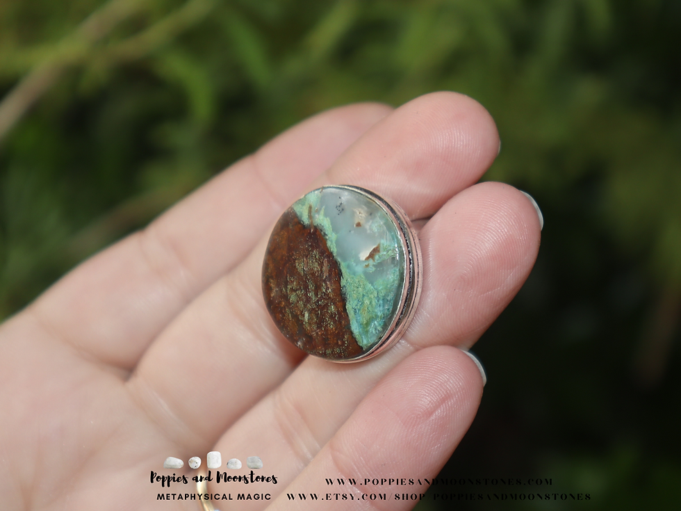 Thumbnail: Chrysoprase Sterling Silver Ring Size 9.5- Reiki Infused