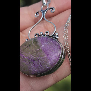 Thumbnail: Atlantisite Crystal Sterling Silver Pendant Neckace  Reiki Infused- Supercharged