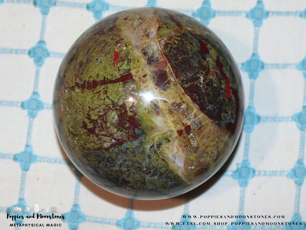 Thumbnail: Supercharged Giant Dragon Blood Jasper Sphere and Stand for Purpose and Courage 