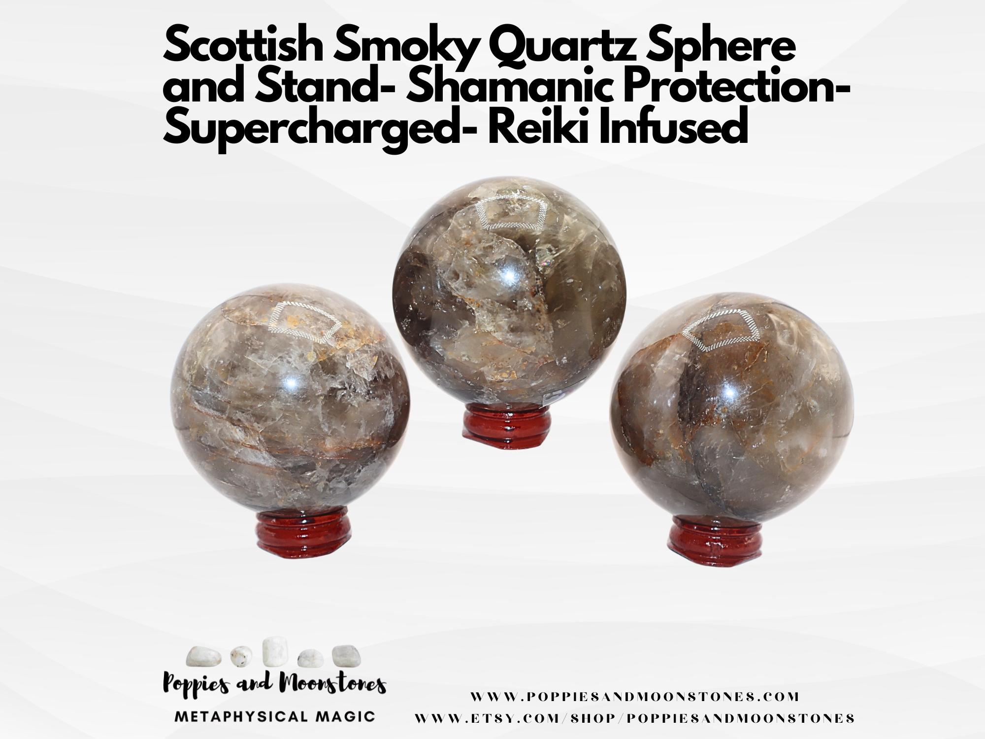 Scottish Smoky Quartz Sphere and Stand- Shamanic Protection- Supercharged- Reiki