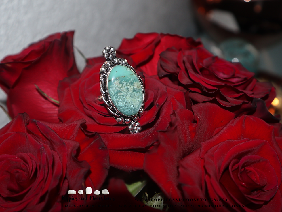 Thumbnail: Chrysoprase Sterling Silver Ring Size 9- Reiki Infused- Supercharged