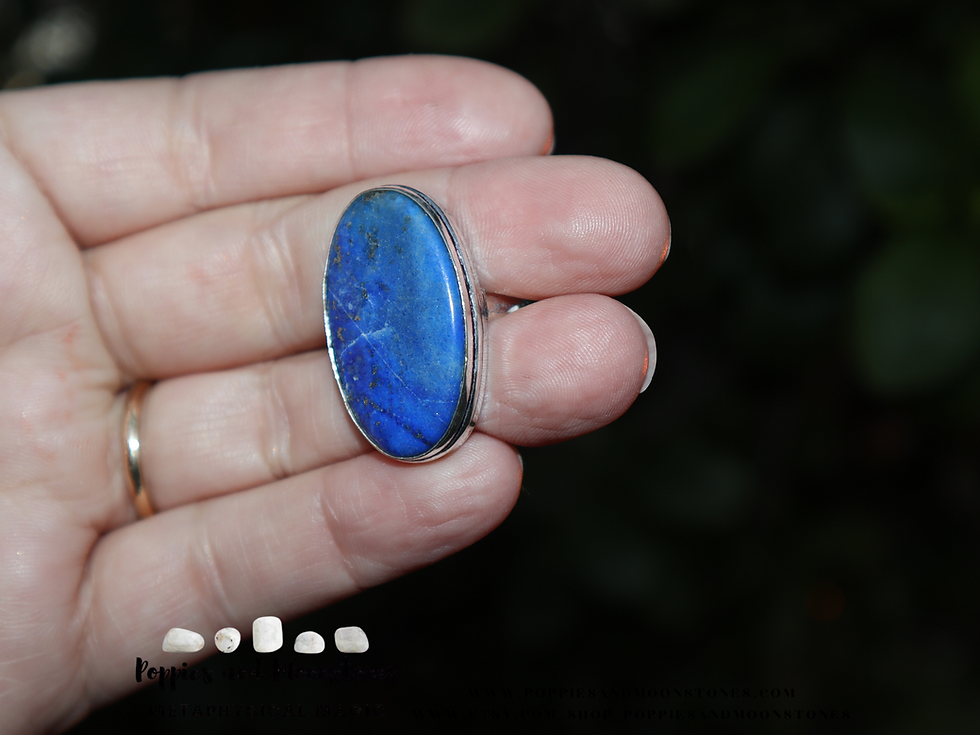 Thumbnail: Supercharged Lapis Lazuli Sterling Silver Ring Size 7.5- Reiki Infused