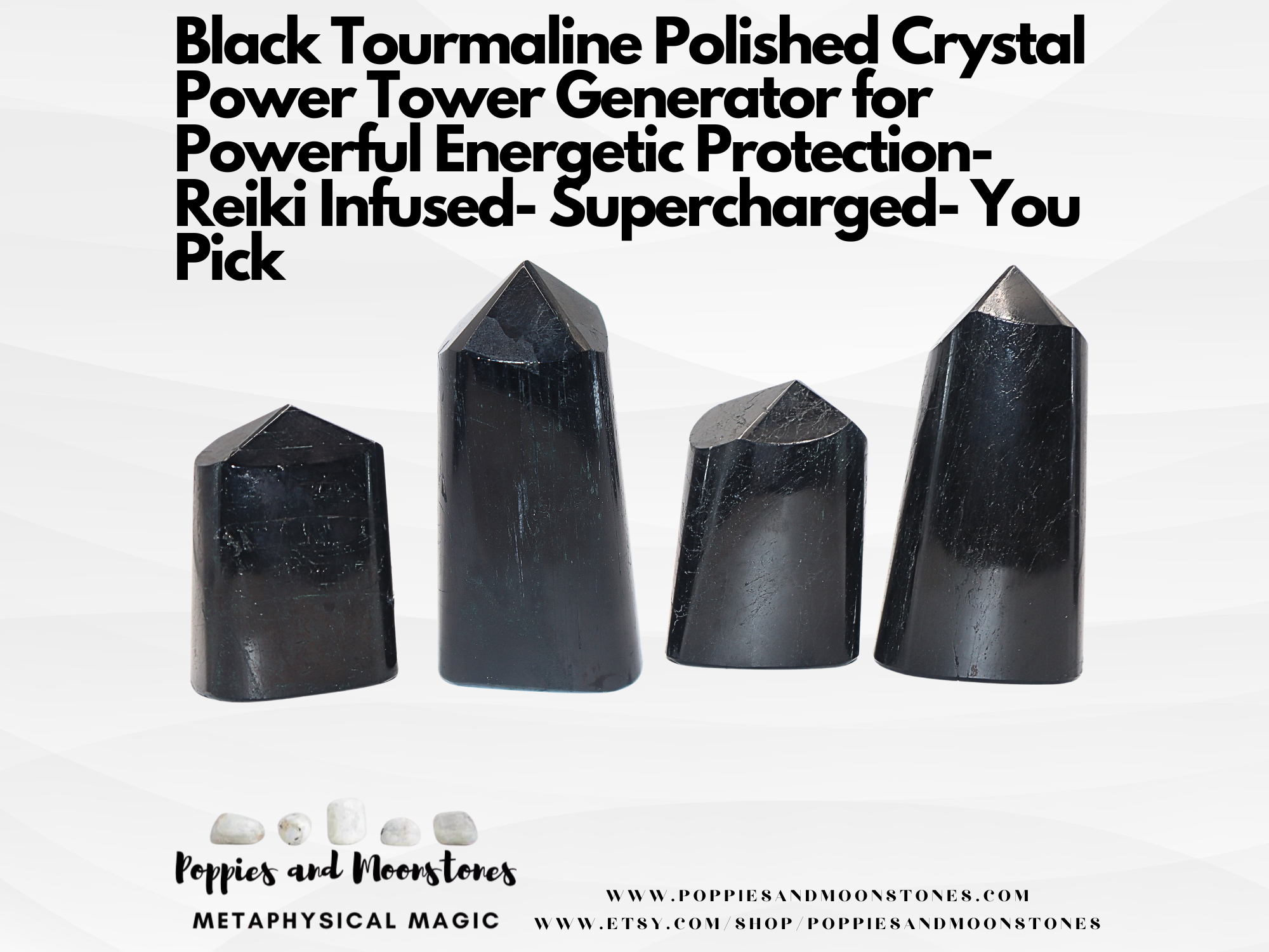 Black Tourmaline Polished Crystal Power Tower Generator for Powerful Energetic