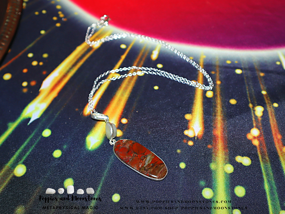 Thumbnail: Supercharged Brecciated Jasper and Tourmaline Quartz Sterling Silver Necklace