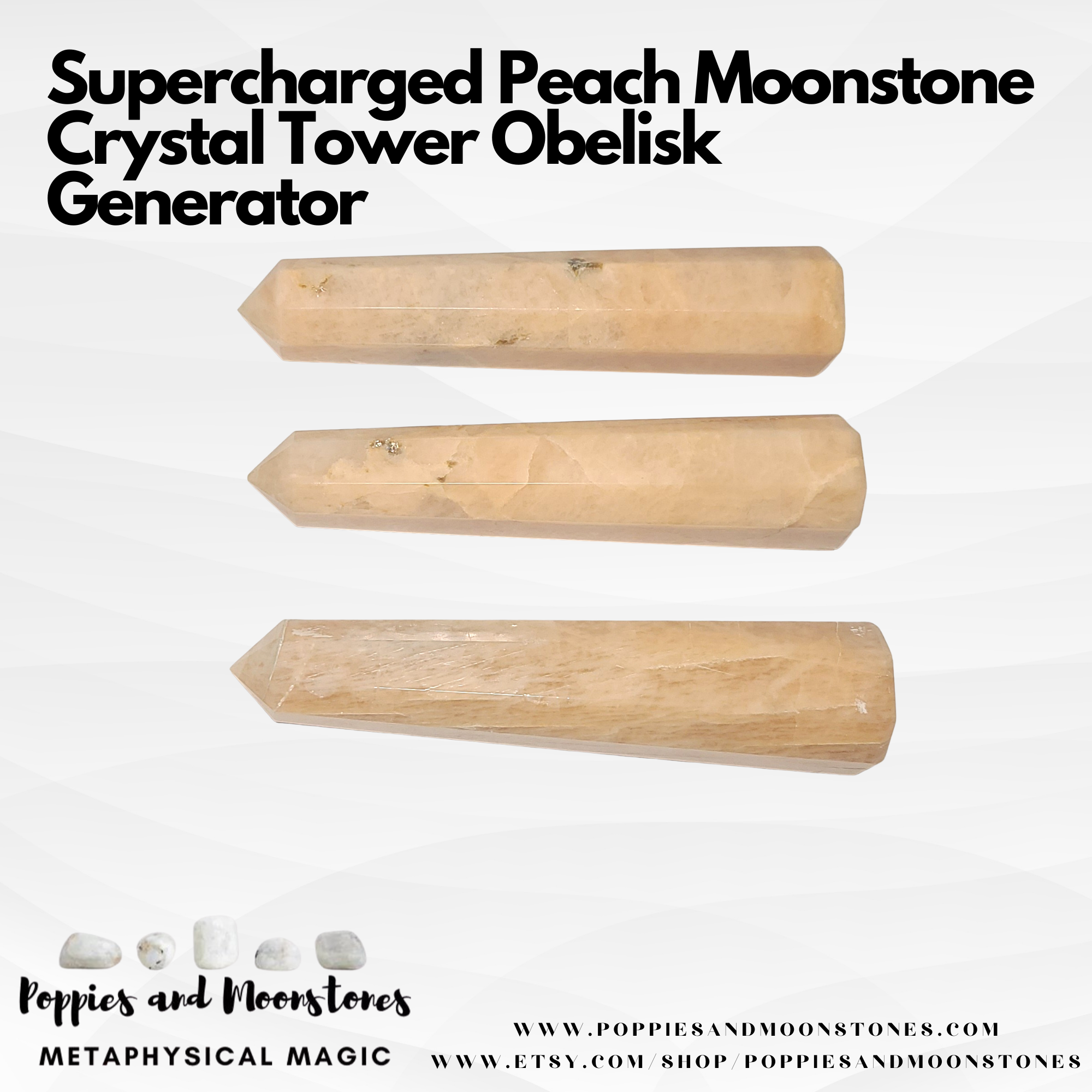 Supercharged Peach Moonstone Crystal Tower Obelisk Generator