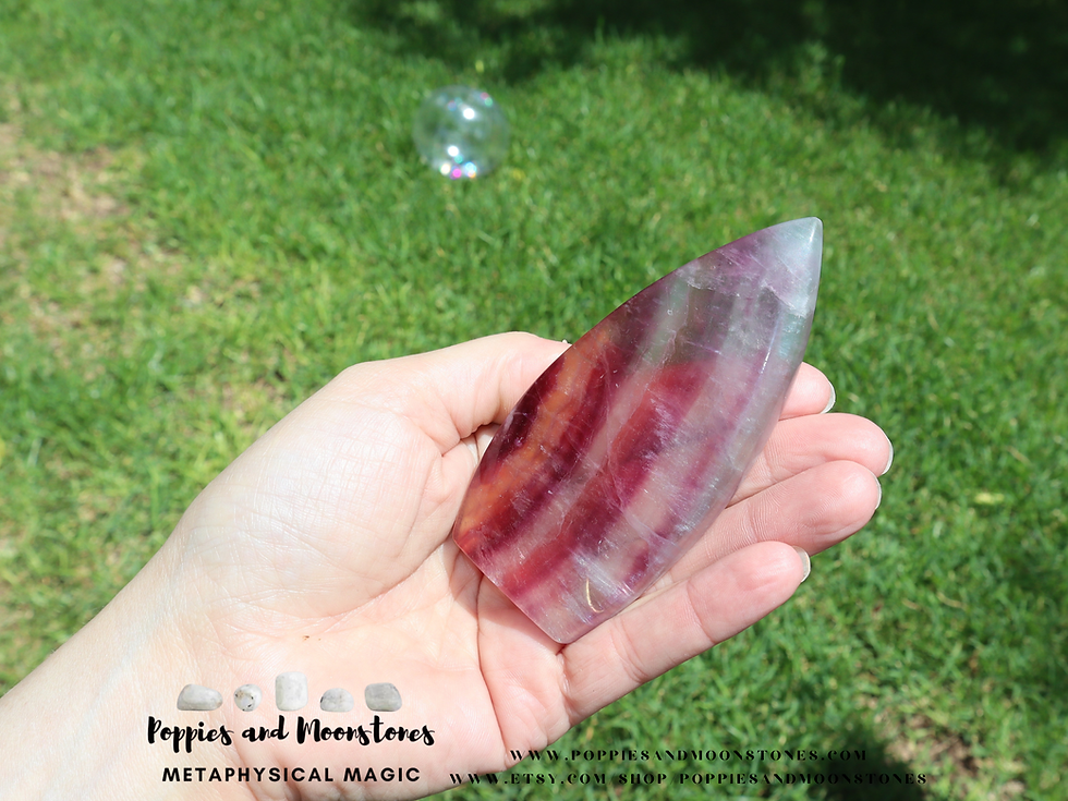 Thumbnail: Rainbow Fluorite Crystal Freeform Carved Blade- Supercharged- Reiki Infused