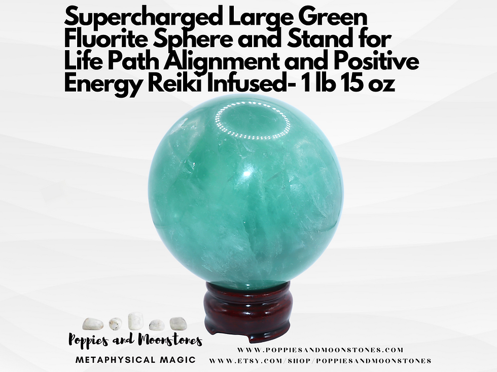 Supercharged Large Green Fluorite Sphere and Stand for Life Path Alignment