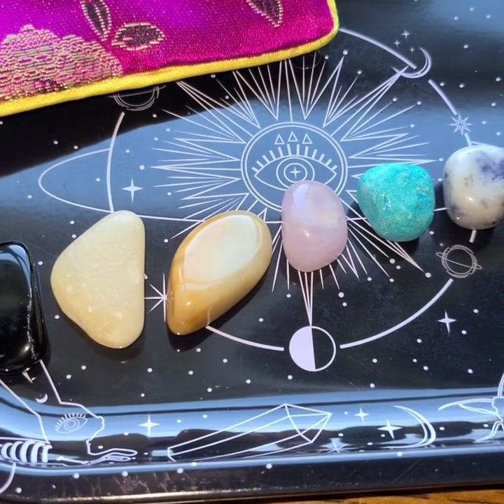 Thumbnail: 7 Chakra Small Crystal Set with Silk Pouch