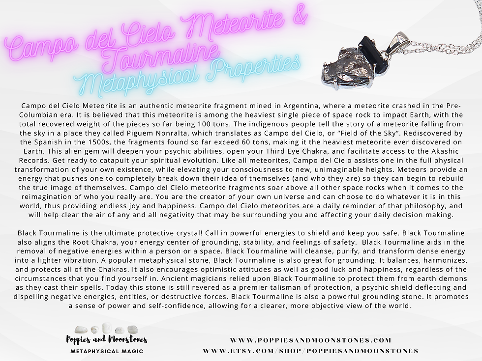 Thumbnail: Campo Del Cielo Meteorite and Black Tourmaline Power Protection Sterling Silver