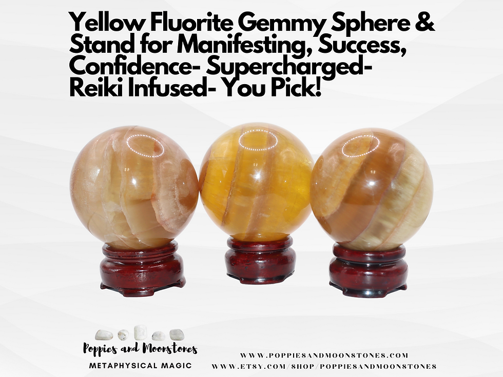 Yellow Fluorite Gemmy Sphere and Stand for Manifesting, Success, and Confidence