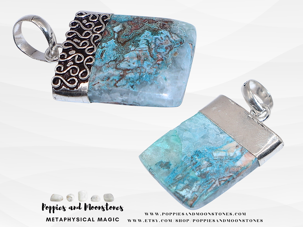 Thumbnail: Mexican Laguna Lace Crystal Sterling Silver Pendant Necklace Supercharged- Reiki