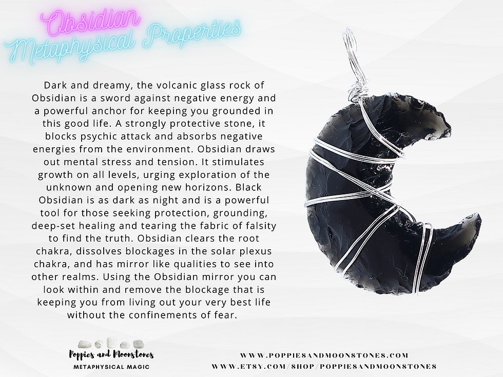Thumbnail: Supercharged Wire Wrapped Black Obsidian Moon Pendant- Reiki Infused