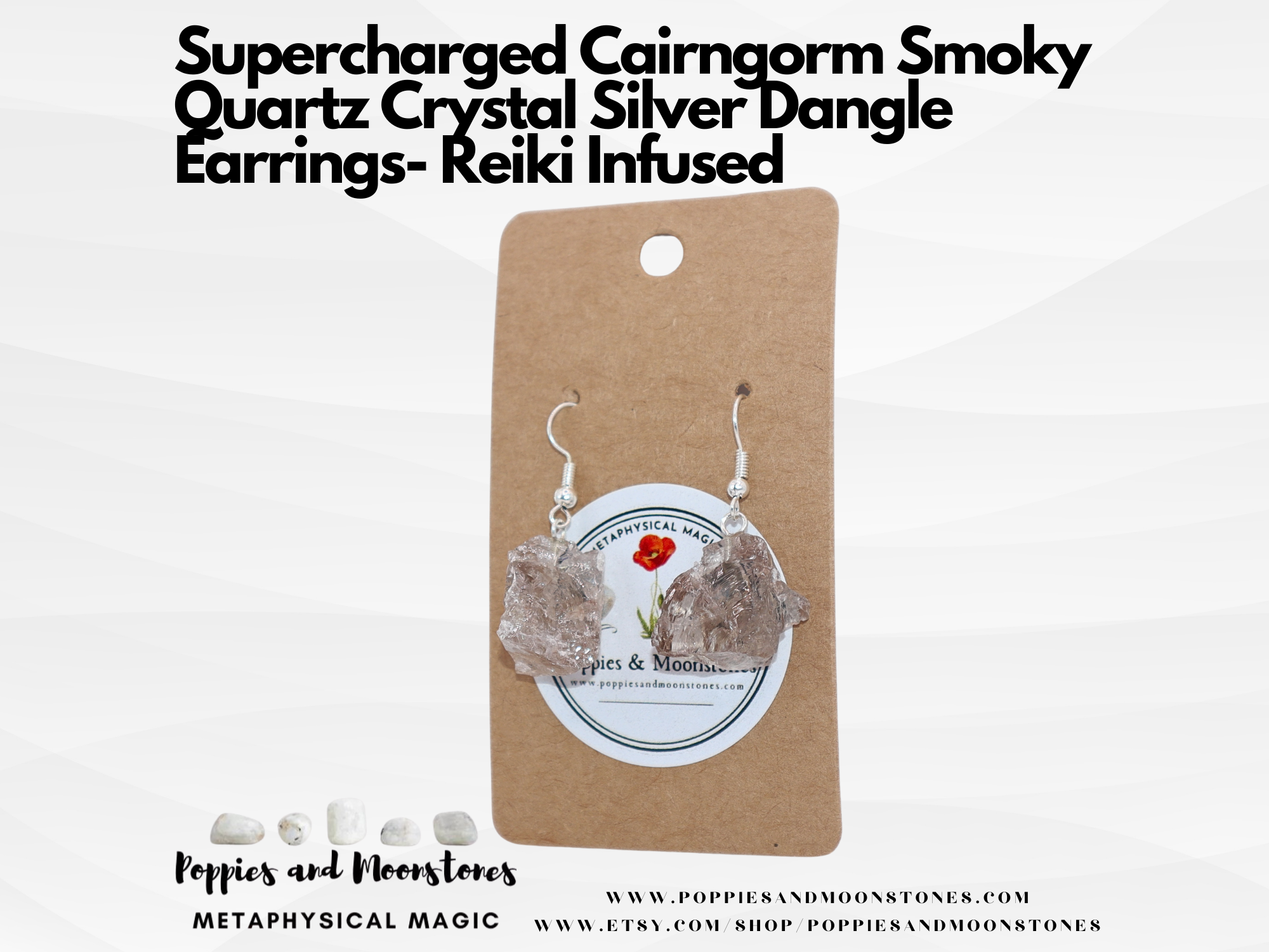 Cairngorm Smoky Quartz Crystal Silver Dangle Earrings- Reiki Infused