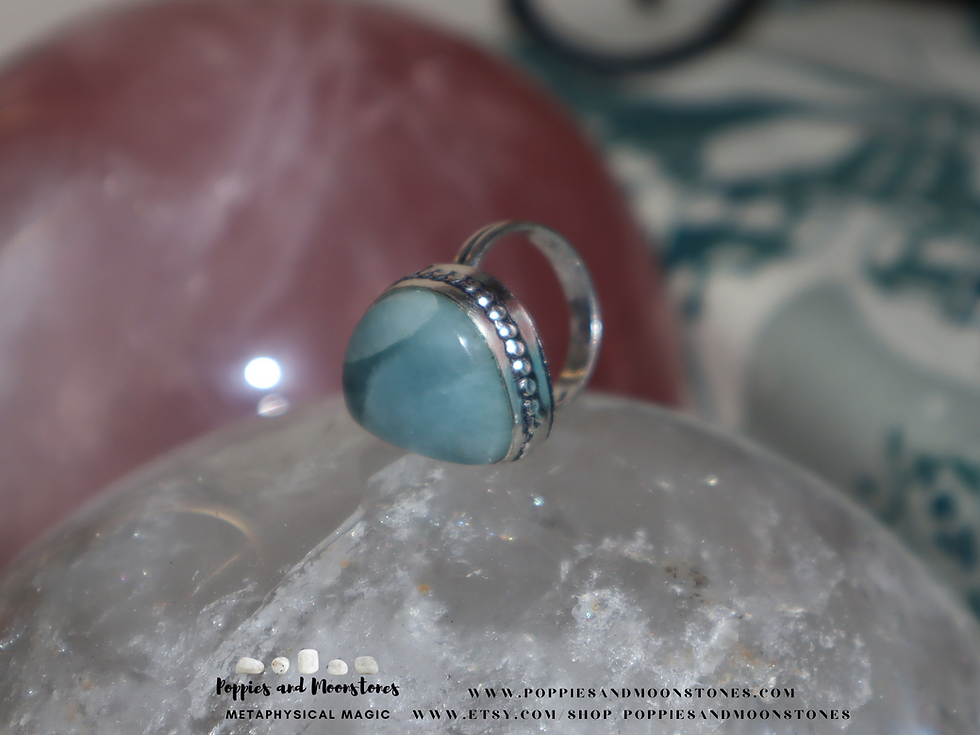 Thumbnail: Large Aquamarine Crystal Sterling Silver Ring Size 8.5- Reiki Infused