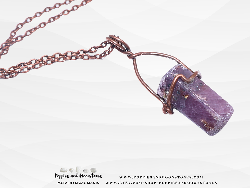 Thumbnail: Ruby Rod Crystal Pendant Copper Wire Necklace- Reiki Infused- Supercharged