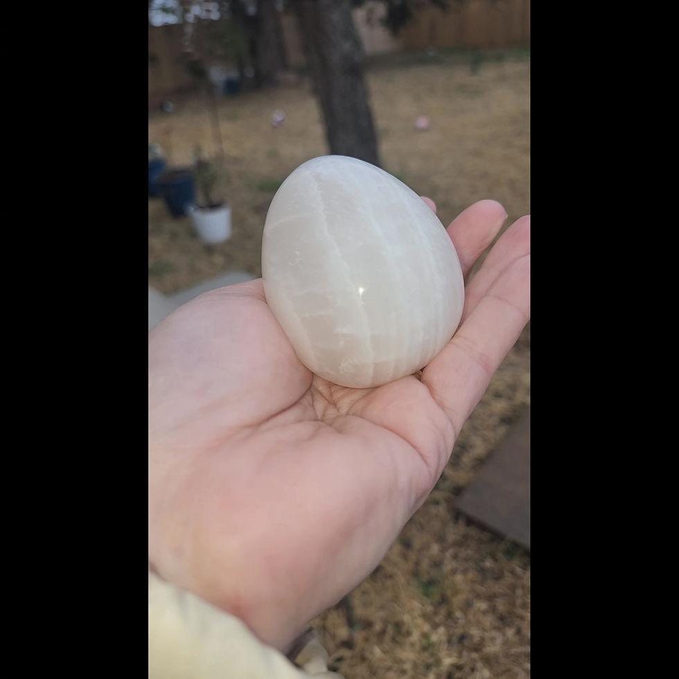 Thumbnail: White Onyx Carved Crystal Egg and Stand- Reiki Infused Supercharged for Peace