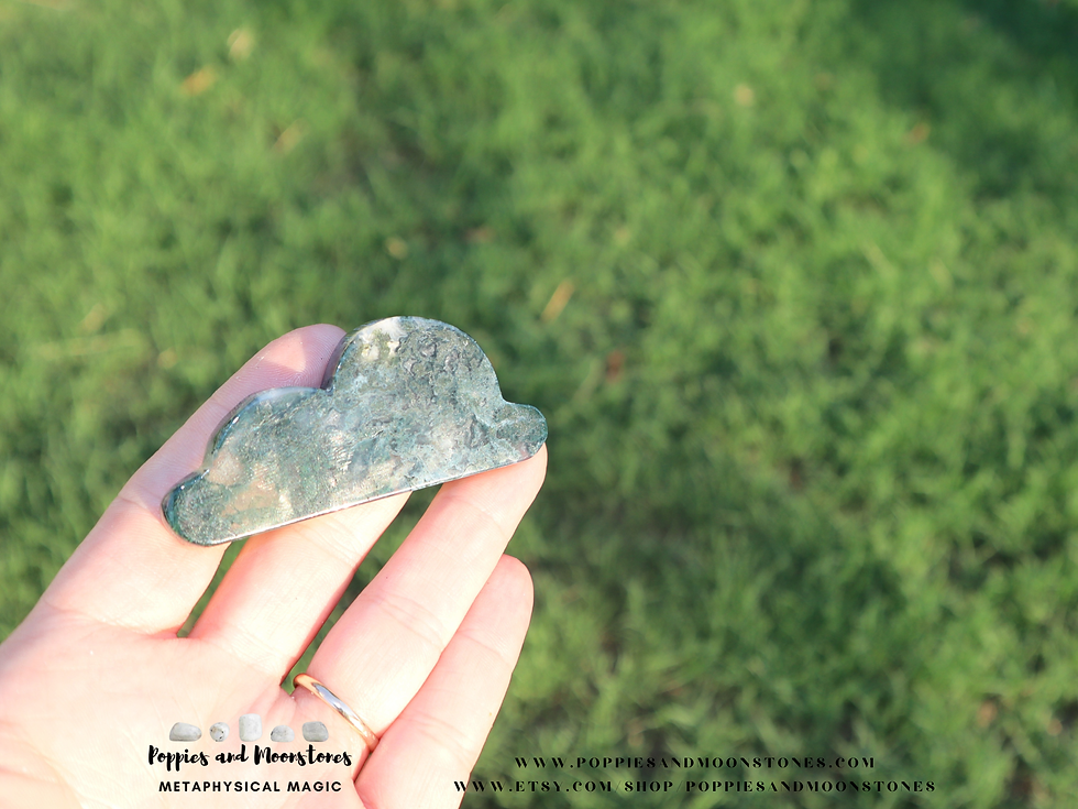 Thumbnail: Moss Agate Carved Crystal Cloud- Supercharged-Reiki Infused