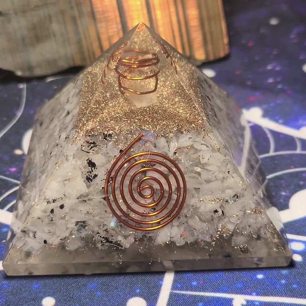 Thumbnail: Supercharged Rainbow Moonstone  Crystal Orgone Pyramid Generator Reiki Infused