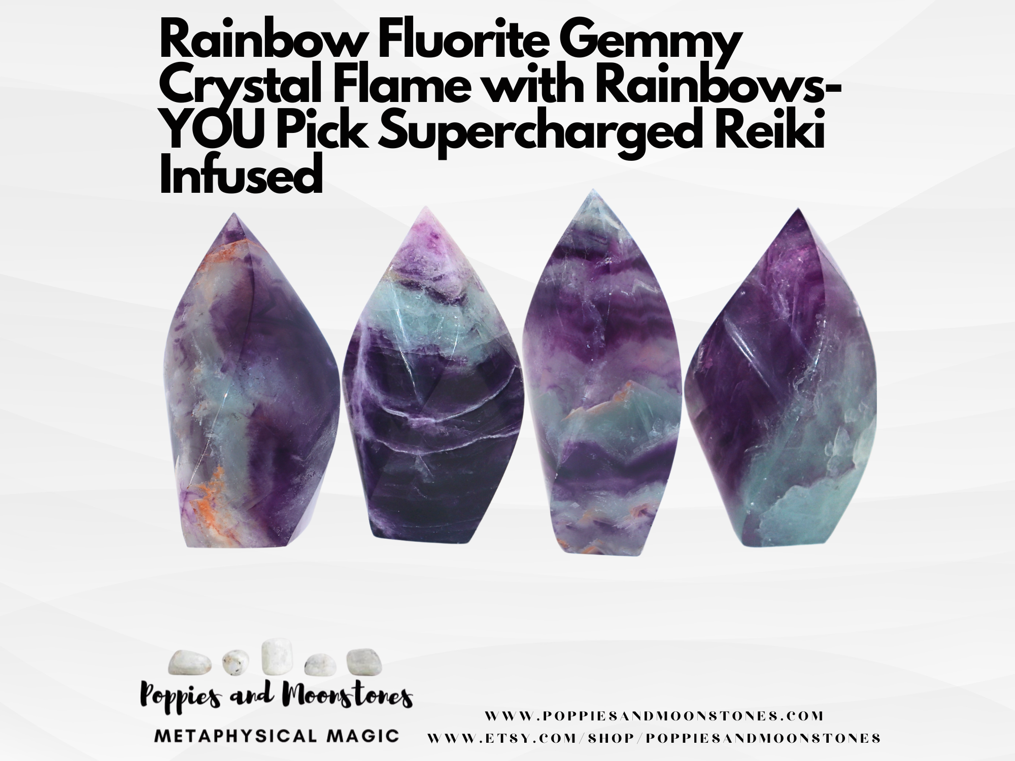 Rainbow Fluorite Gemmy Crystal Flame with Rainbows- YOU Pick Supercharged Reiki