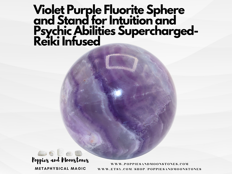 Violet Purple Fluorite Sphere and Stand for Intuition and Psychic Abilities Supe