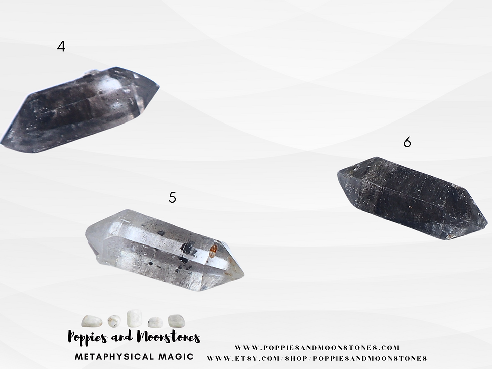 Thumbnail: Tibetan Black Phantom Quartz Double Terminated Generator Rare Specimen Reiki 