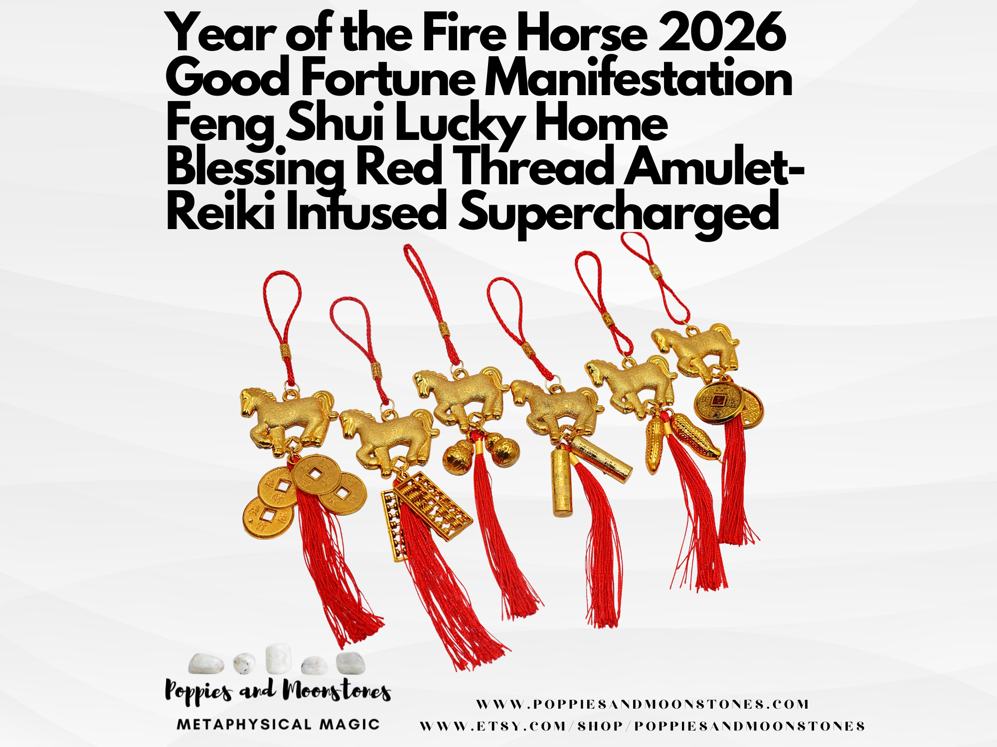 Year of the Fire Horse 2026 Good Fortune Manifest Feng Shui Lucky Home Amulet