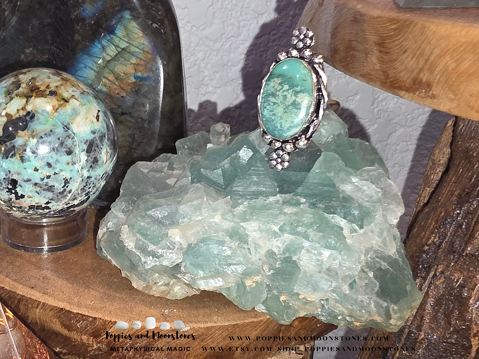 Thumbnail: Chrysoprase Sterling Silver Ring Size 9- Reiki Infused- Supercharged