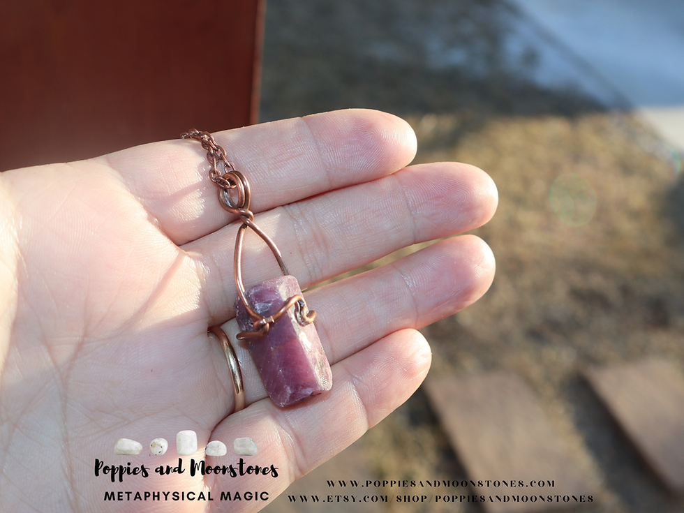 Thumbnail: Ruby Rod Crystal Pendant Copper Wire Necklace- Reiki Infused- Supercharged